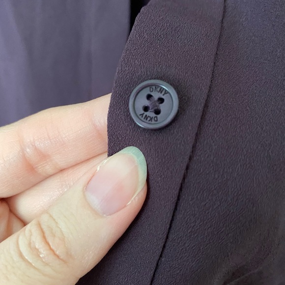 DKNY small flowy button-up long sleeve blouse in plum purple - Picture 6 of 6